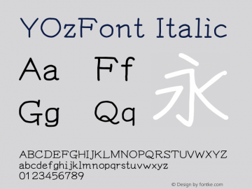 YOzFont Italic Version 12.18图片样张