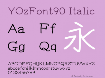 YOzFont90 Italic Version 12.18 Font Sample