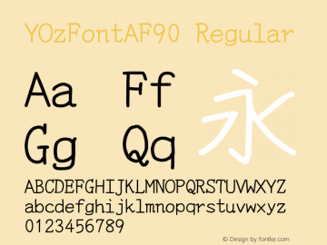 YOzFontAF90 Regular Version 12.18 Font Sample