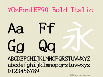 YOzFontEF90 Bold Italic Version 12.18图片样张