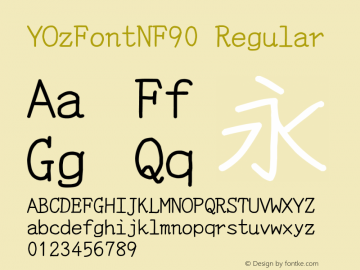 YOzFontNF90 Regular Version 12.18 Font Sample