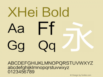 XHei Bold 1.00 Font Sample