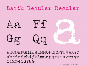 Batik Regular Regular Unknown Font Sample