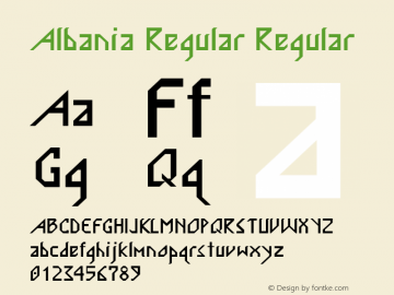 Albania Regular Regular Unknown Font Sample