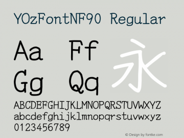 YOzFontNF90 Regular Version 12.18 Font Sample