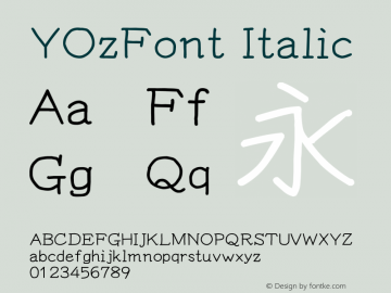 YOzFont Italic Version 12.18 Font Sample