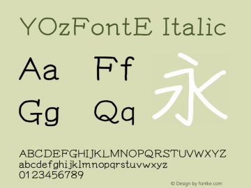 YOzFontE Italic Version 12.18图片样张