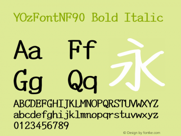 YOzFontNF90 Bold Italic Version 12.18 Font Sample