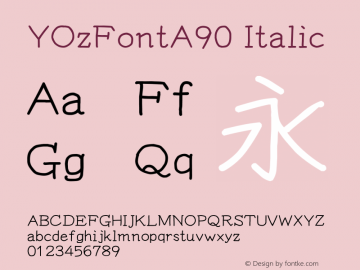 YOzFontA90 Italic Version 12.18 Font Sample