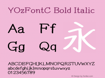 YOzFontC Bold Italic Version 12.18 Font Sample