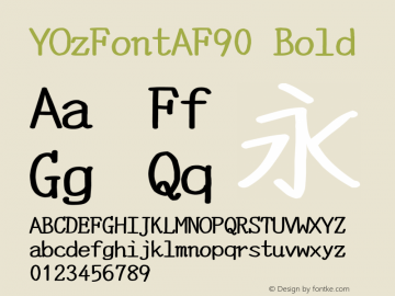 YOzFontAF90 Bold Version 12.18 Font Sample