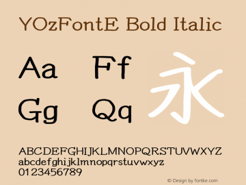 YOzFontE Bold Italic Version 12.18 Font Sample