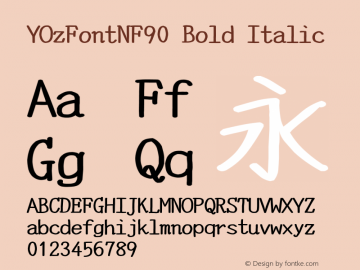 YOzFontNF90 Bold Italic Version 12.18 Font Sample