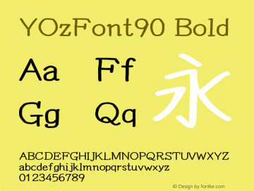 YOzFont90 Bold Version 12.18 Font Sample