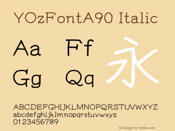 YOzFontA90 Italic Version 12.18 Font Sample