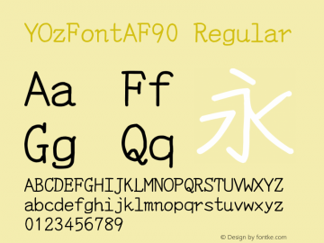 YOzFontAF90 Regular Version 12.18 Font Sample