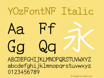 YOzFontNF Italic Version 12.18 Font Sample