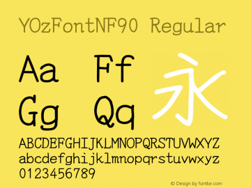 YOzFontNF90 Regular Version 12.18 Font Sample