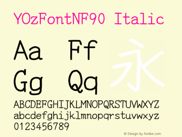 YOzFontNF90 Italic Version 12.18 Font Sample