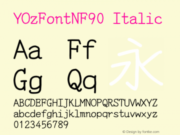 YOzFontNF90 Italic Version 12.18图片样张