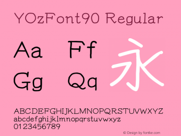 YOzFont90 Regular Version 12.18 Font Sample