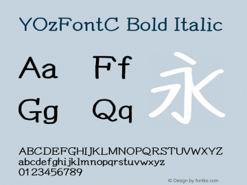 YOzFontC Bold Italic Version 13.0 Font Sample
