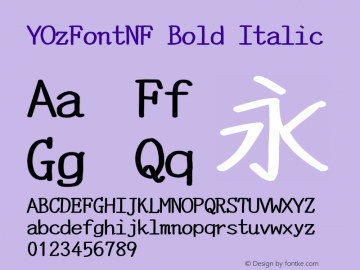 YOzFontNF Bold Italic Version 13.0 Font Sample