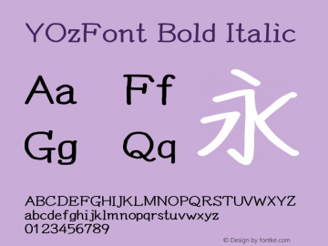 YOzFont Bold Italic Version 13.0 Font Sample