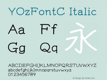 YOzFontC Italic Version 13.0 Font Sample