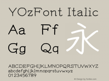 YOzFont Italic Version 13.0 Font Sample