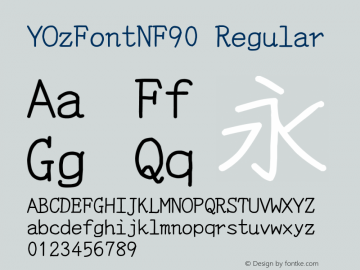 YOzFontNF90 Regular Version 13.0 Font Sample