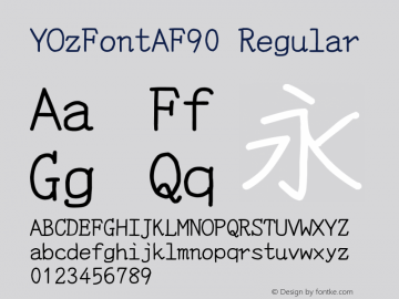 YOzFontAF90 Regular Version 13.0 Font Sample