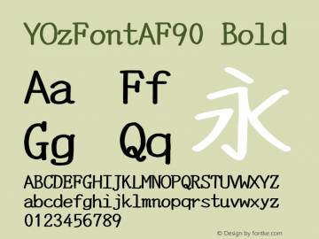 YOzFontAF90 Bold Version 13.0 Font Sample