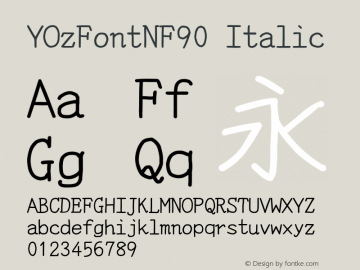 YOzFontNF90 Italic Version 13.0 Font Sample