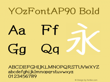 YOzFontAP90 Bold Version 13.0 Font Sample