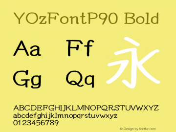 YOzFontP90 Bold Version 13.0 Font Sample