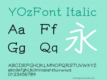 YOzFont Italic Version 13.0 Font Sample