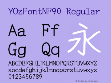 YOzFontNF90 Regular Version 13.0 Font Sample