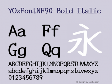 YOzFontNF90 Bold Italic Version 13.00 Font Sample