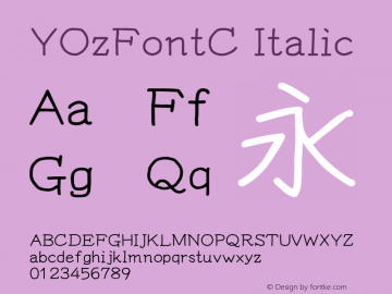 YOzFontC Italic Version 13.00 Font Sample
