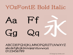 YOzFontE Bold Italic Version 13.00 Font Sample