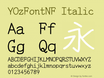 YOzFontNF Italic Version 13.00 Font Sample