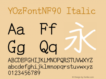 YOzFontNF90 Italic Version 13.00 Font Sample