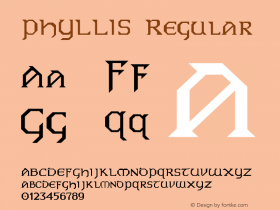 PHYLLIS Regular Altsys Fontographer 3.5  3/17/97 Font Sample