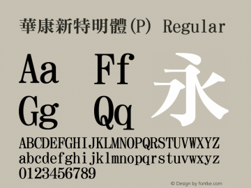華康新特明體(P) Regular 1 Aug., 1999: Unicode Version 1.00图片样张