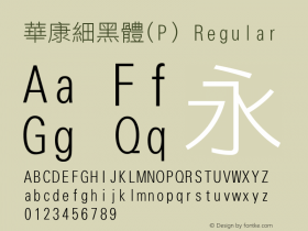 華康細黑體(P) Regular 1 Aug., 1999: Unicode Version 1.00图片样张