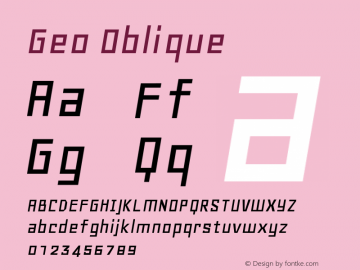 Geo Oblique Version 001.000 Font Sample