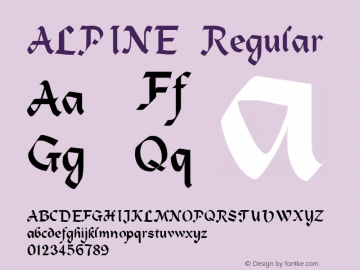 ALPINE Regular Altsys Fontographer 3.5  3/17/97 Font Sample