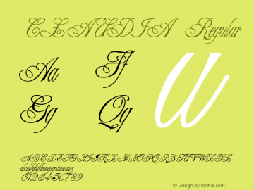 CLAUDIA Regular Altsys Fontographer 3.5  3/17/97 Font Sample