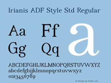 Irianis ADF Style Std Regular Version 2.001; Font Sample